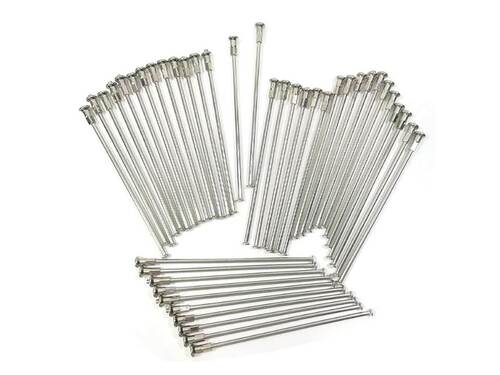 FRONT WHEEL POLISHED STAINLESS STEEL SPOKE AND NIPPLE SET (40) H/W 19 ONLY FULL WIDTH ALLOY HUB MODELS