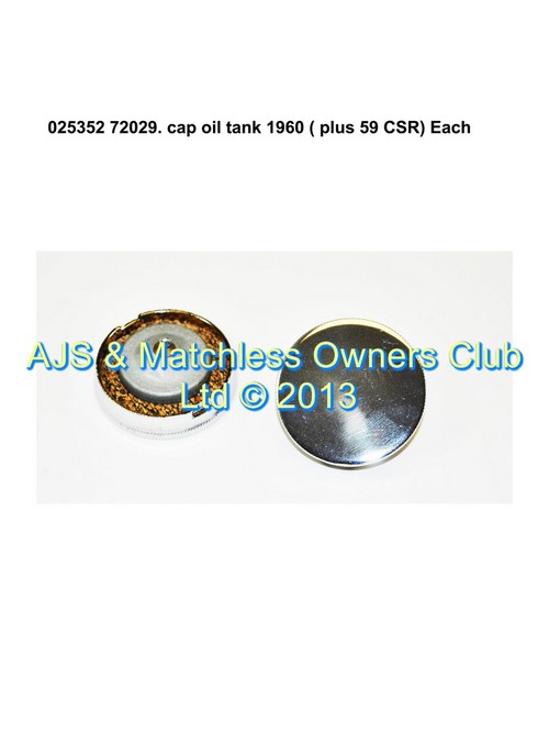OIL TANK FILLER CAP TANK 1960 ONWARDS
