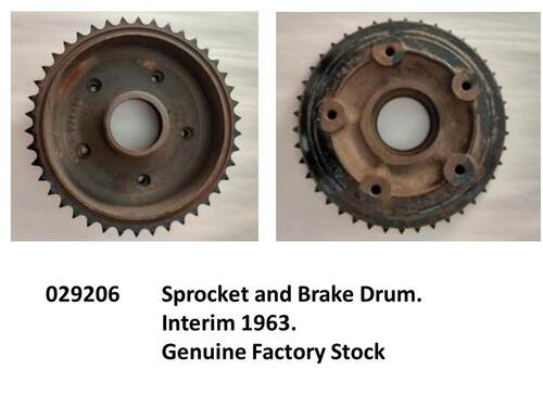 SPROCKET AND BRAKE DRUM 1963 INTERIM HUB GENUINE FACTORY STOCK