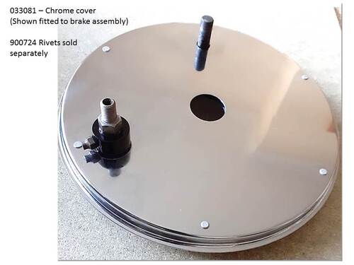 CHROME REAR BRAKE COVER PLATE  UK MANUFACTURED - P11/ P11A/ G85 ONLY